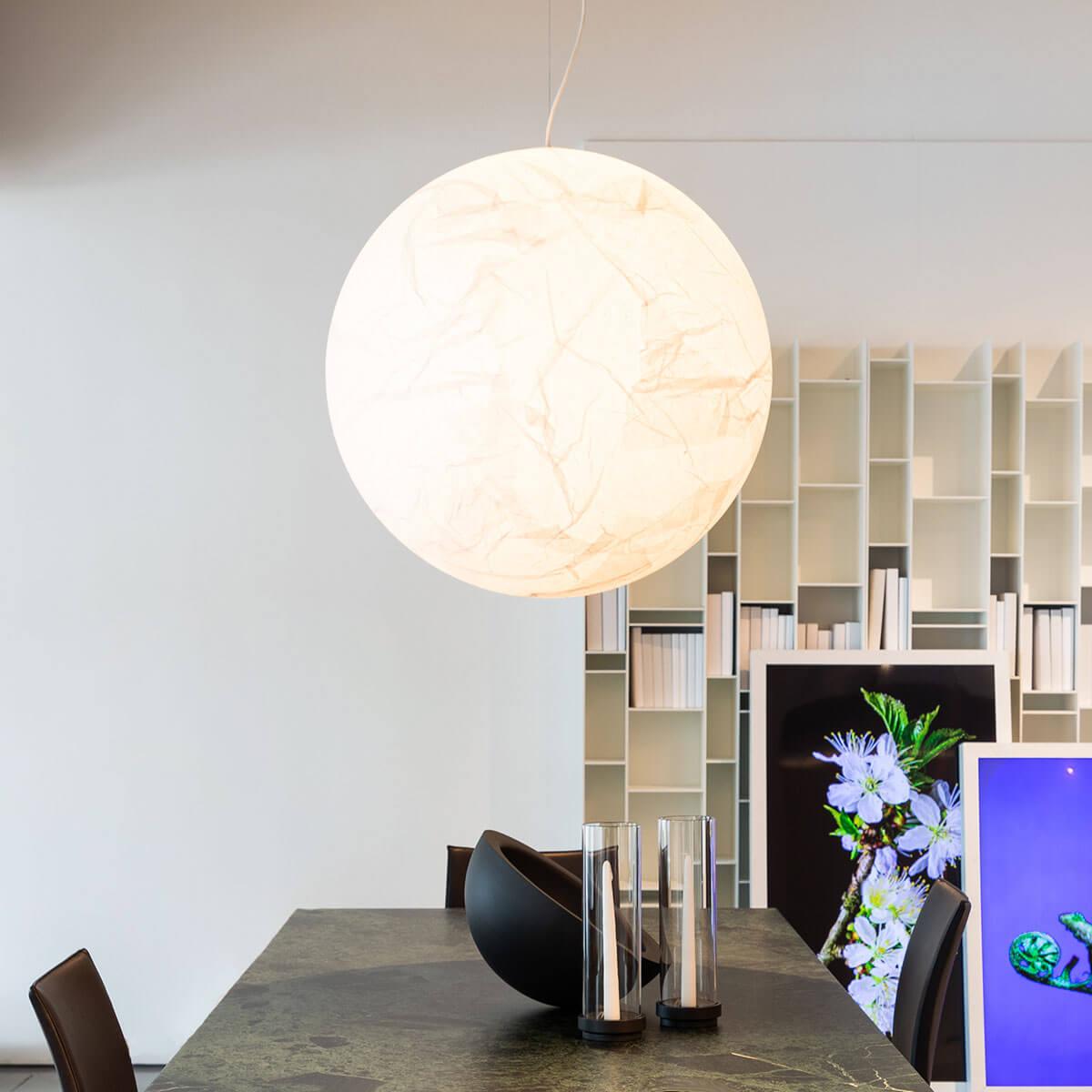 Moon Silk Pendant Lamp - Modern Hanging Light Fixture for Living Room & Dining Room Decor