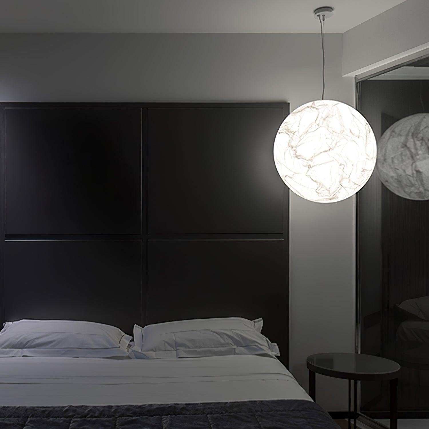 Moon Silk Pendant Lamp - Modern Hanging Light Fixture for Living Room & Dining Room Decor