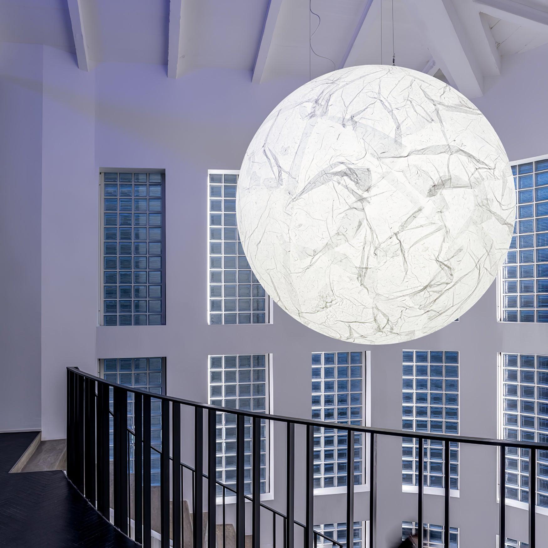 Moon Silk Pendant Lamp - Modern Hanging Light Fixture for Living Room & Dining Room Decor