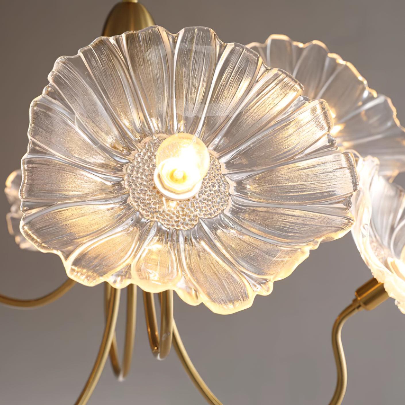 Murano Glass Flower Chandelier with Colorful Petals for Living Room, Dining Room & Entryway Lighting
