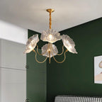Murano Glass Flower Chandelier with Colorful Petals for Living Room, Dining Room & Entryway Lighting