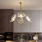 Murano Glass Flower Chandelier with Colorful Petals for Living Room, Dining Room & Entryway Lighting