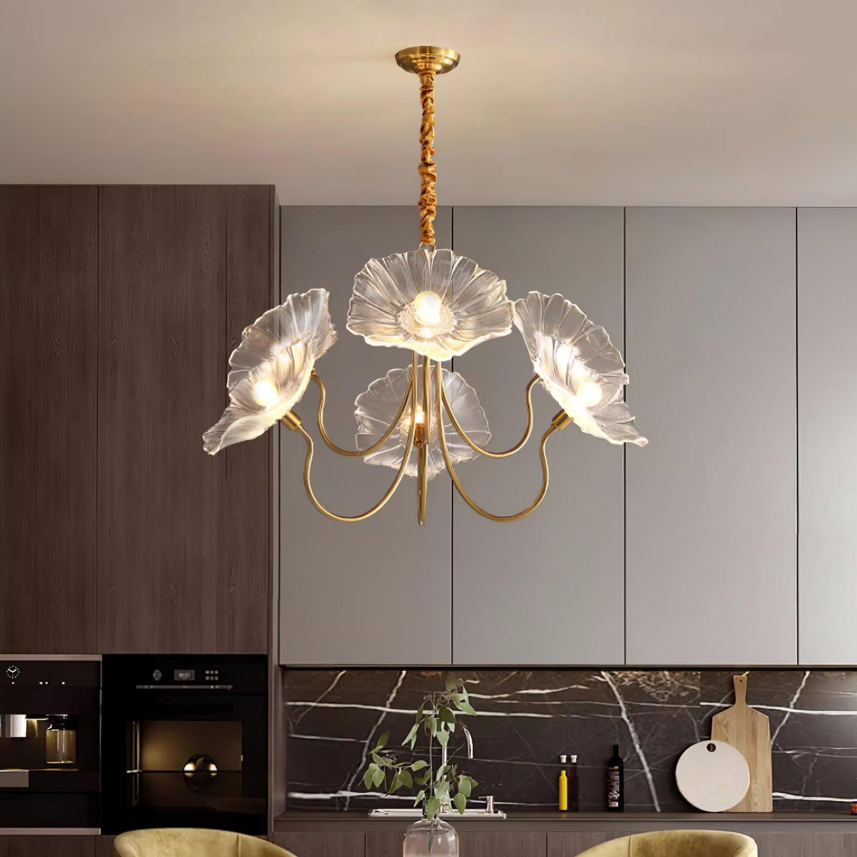 Murano Glass Flower Chandelier with Colorful Petals for Living Room, Dining Room & Entryway Lighting