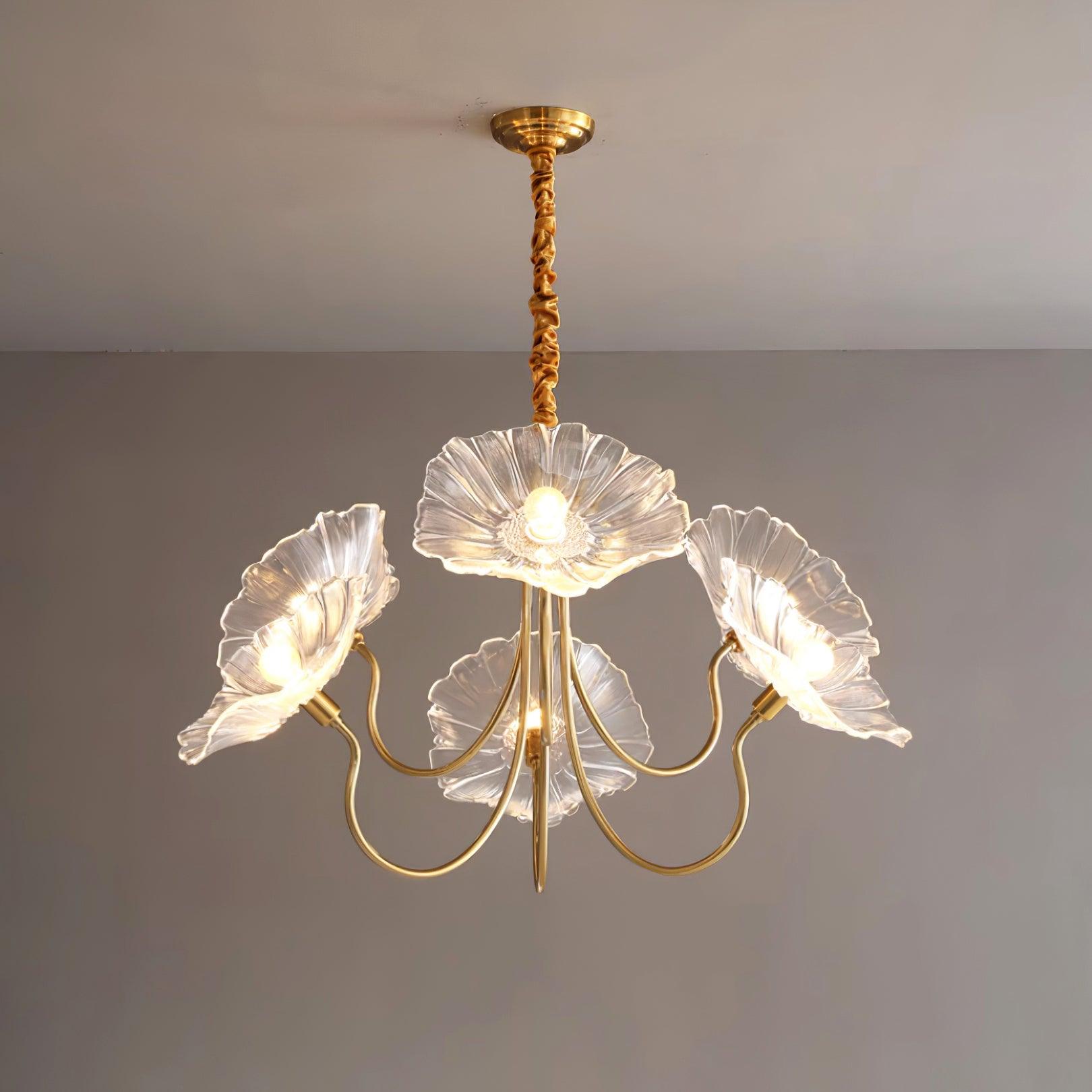 Murano Glass Flower Chandelier with Colorful Petals for Living Room, Dining Room & Entryway Lighting