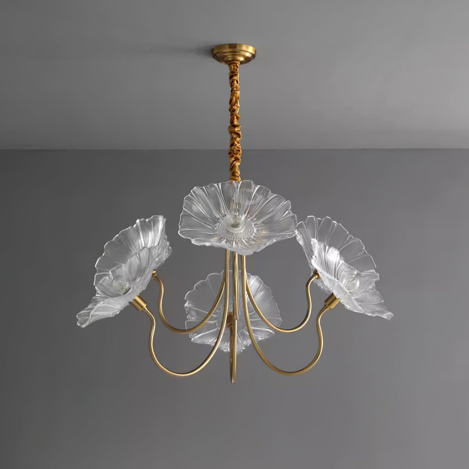 Murano Glass Flower Chandelier with Colorful Petals for Living Room, Dining Room & Entryway Lighting