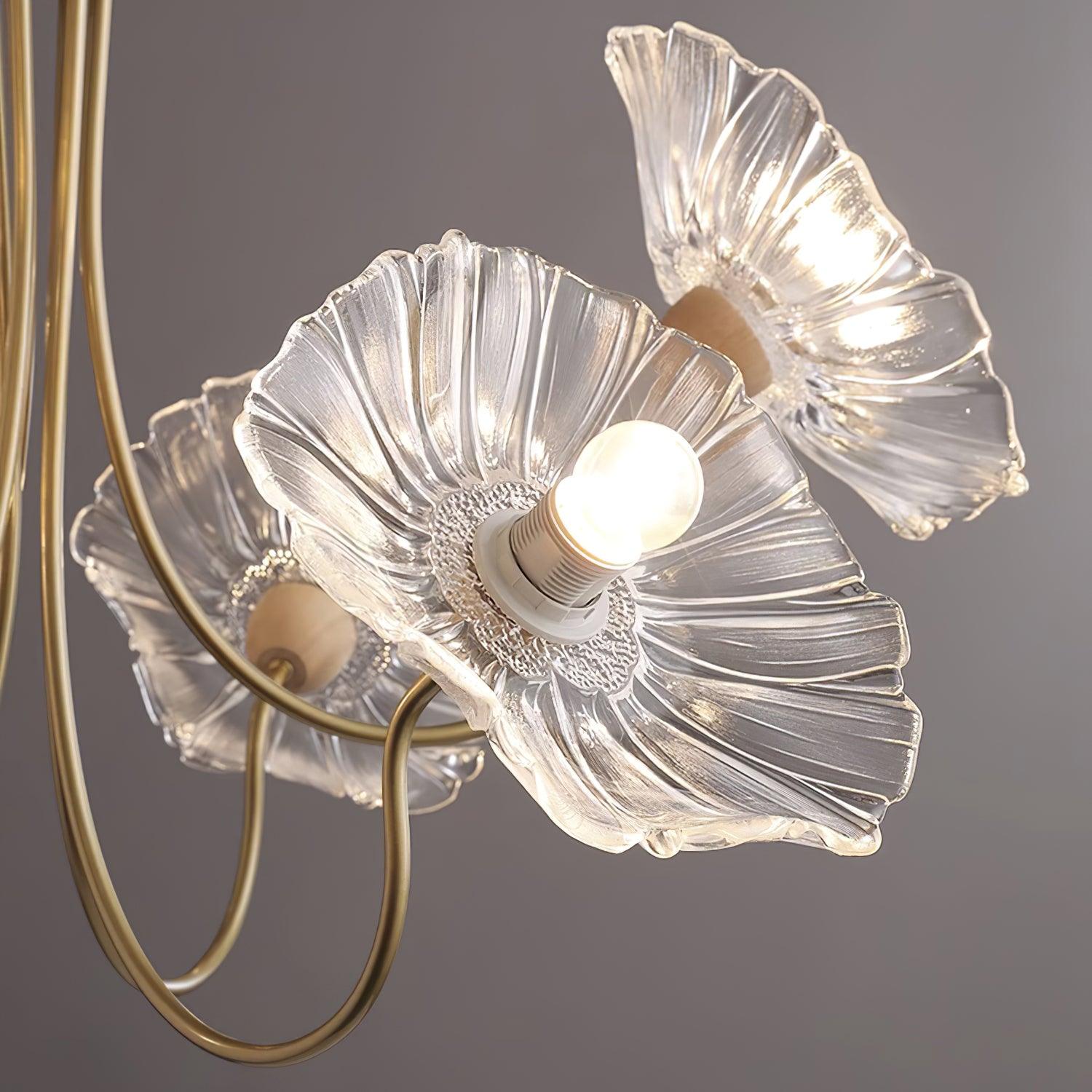 Murano Glass Flower Chandelier with Colorful Petals for Living Room, Dining Room & Entryway Lighting