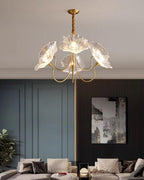 Murano Glass Flower Chandelier with Colorful Petals for Living Room, Dining Room & Entryway Lighting