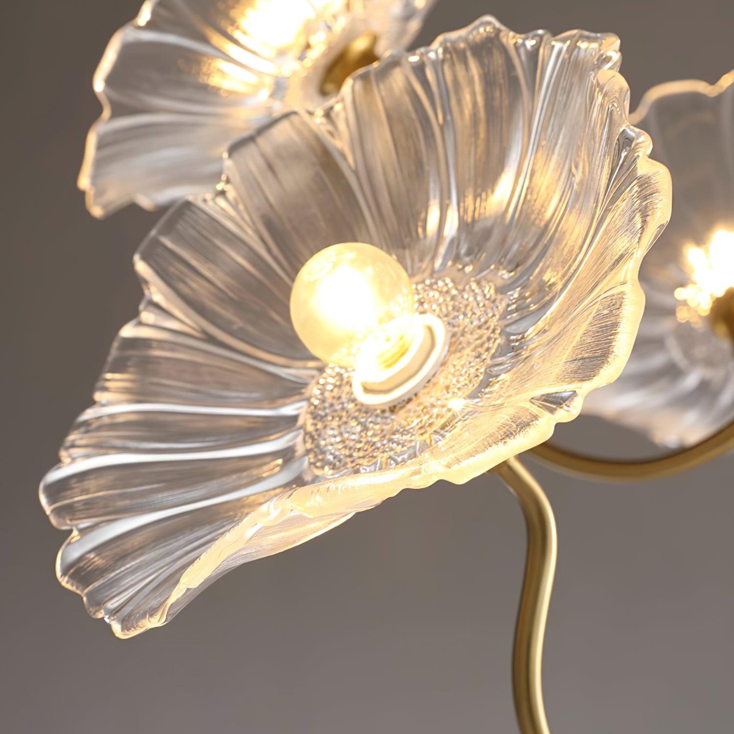 Murano Glass Flower Chandelier with Colorful Petals for Living Room, Dining Room & Entryway Lighting