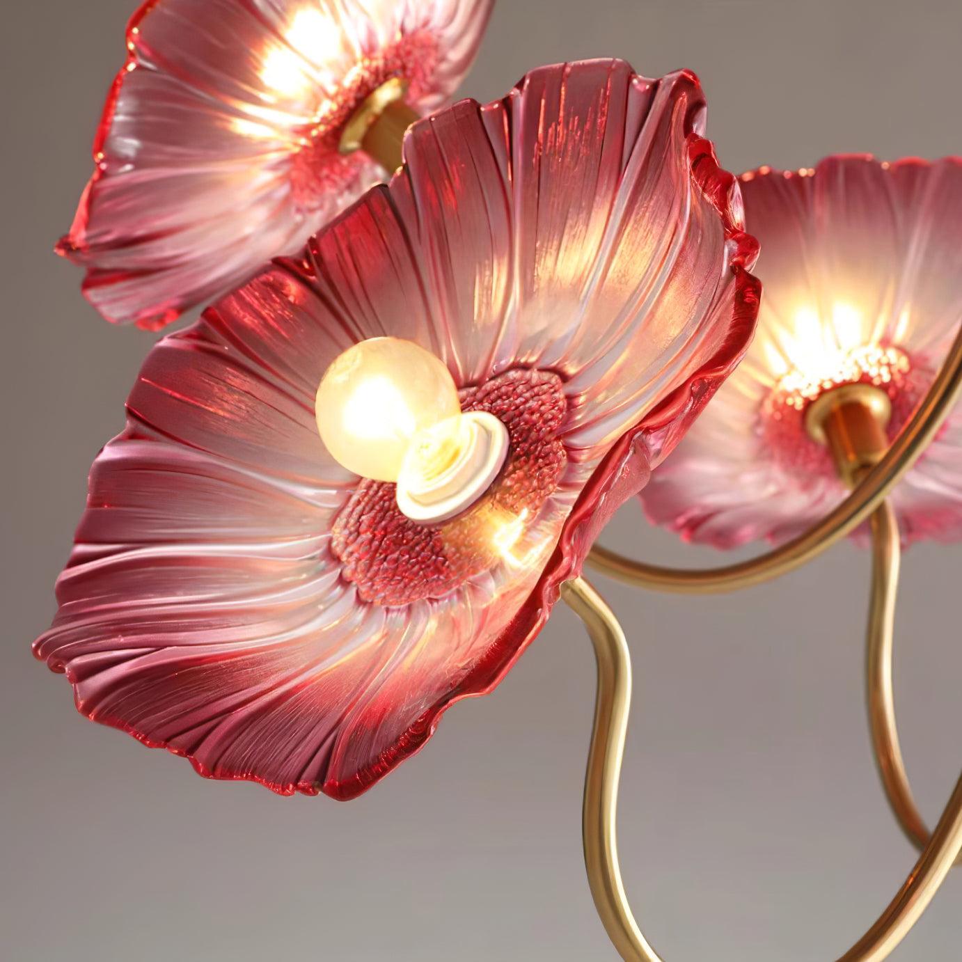 Murano Glass Flower Chandelier with Colorful Petals for Living Room, Dining Room & Entryway Lighting