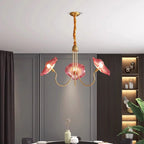 Murano Glass Flower Chandelier with Colorful Petals for Living Room, Dining Room & Entryway Lighting