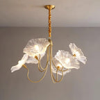 Murano Glass Flower Chandelier with Colorful Petals for Living Room, Dining Room & Entryway Lighting