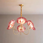 Murano Glass Flower Chandelier with Colorful Petals for Living Room, Dining Room & Entryway Lighting