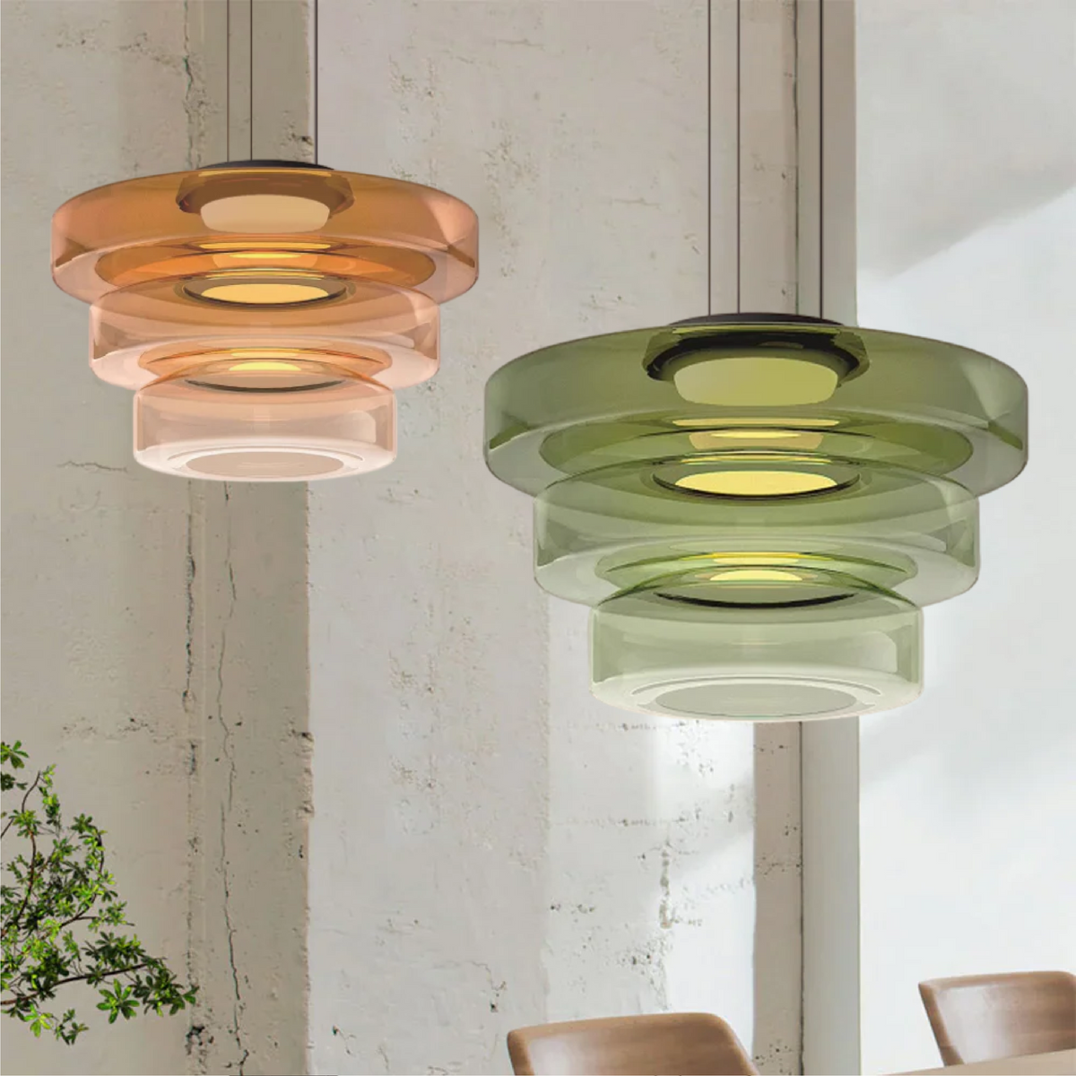Bauhaus Style Glass Pendant Light Fixture for Kitchen Island & Dining Room