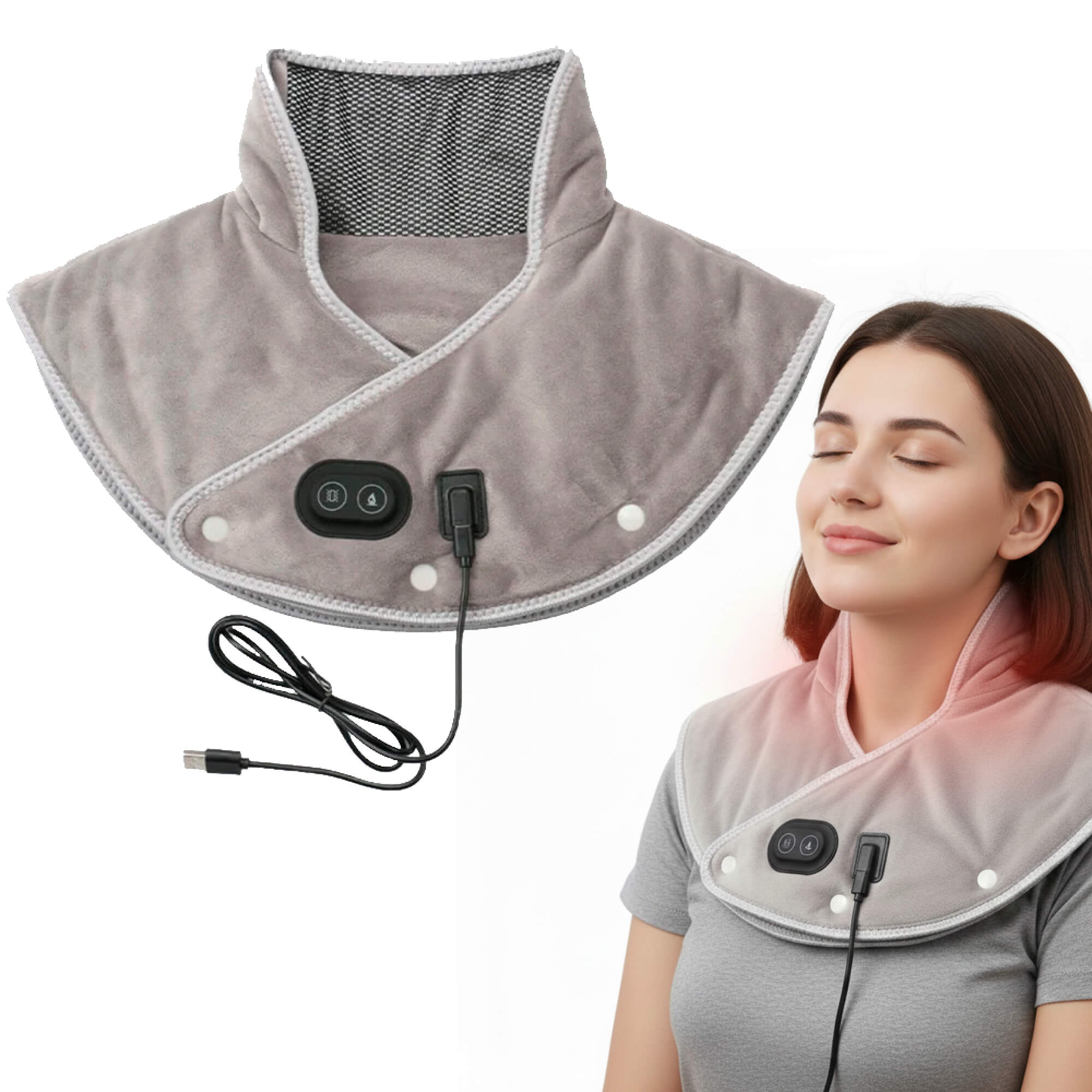 Neck Heating Pad & Massager | Neck and Shoulder Heat for Muscle Relaxation | Adjustable Settings for Stress Relief | Targeted Neck Pain and Relaxation