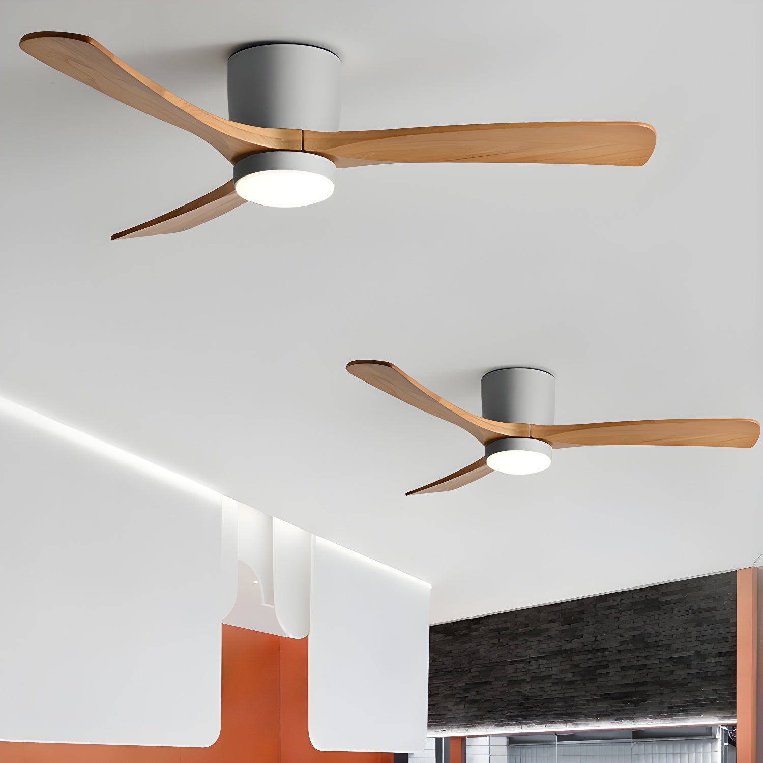 Nordic Wooden Ceiling Fan Light 42/48 Inch with LED for Living Room & Bedroom Lighting