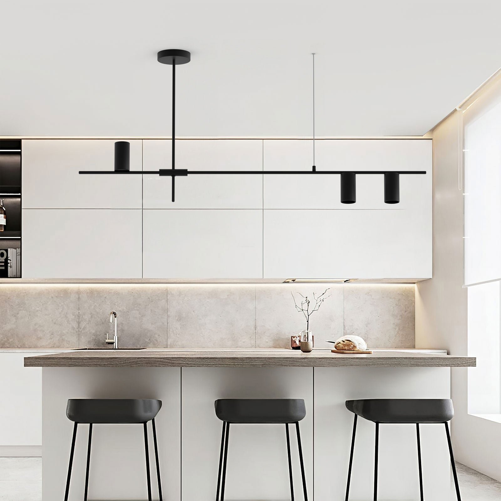 LED Long Linear Chandelier - Modern Design with Adjustable Height for Dining Room & Kitchen Lighting
