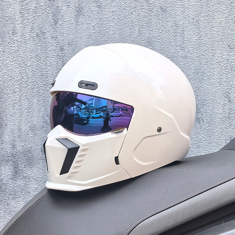 Motorbike Black Helmet – DOT & ECE Approved Retro Pilot Style Full-Face Protection