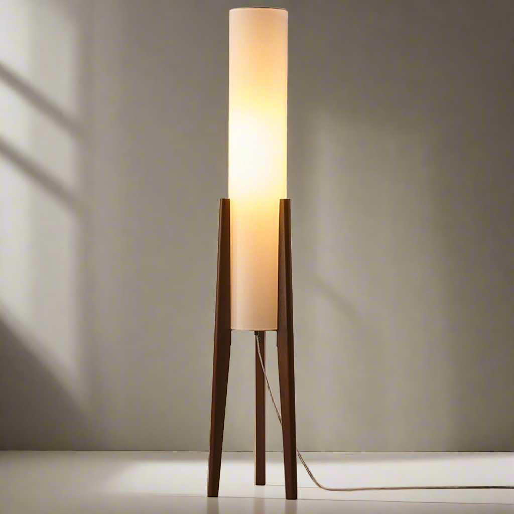 Solid Wood Walnut Floor Lamp - Modern Art Design for Living Room & Bedroom Lighting