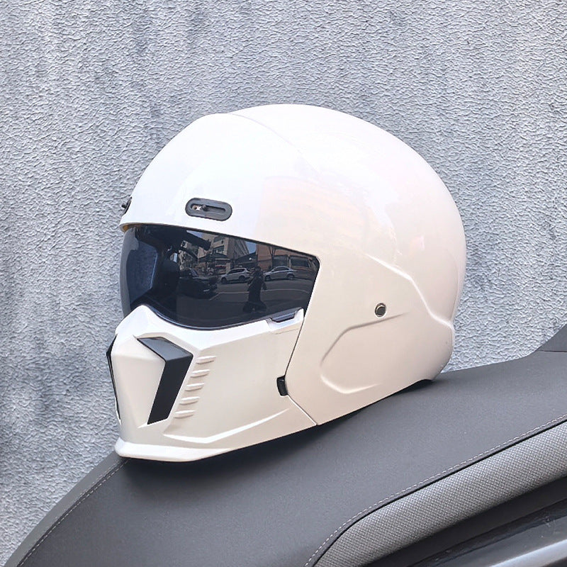 Motorbike Black Helmet – DOT & ECE Approved Retro Pilot Style Full-Face Protection
