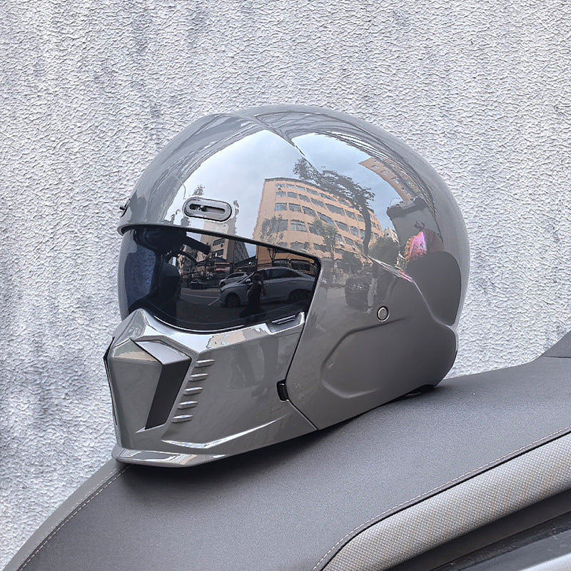 Motorbike Black Helmet – DOT & ECE Approved Retro Pilot Style Full-Face Protection