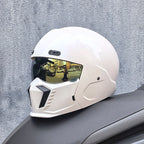 Motorbike Black Helmet – DOT & ECE Approved Retro Pilot Style Full-Face Protection