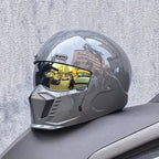 Motorbike Black Helmet – DOT & ECE Approved Retro Pilot Style Full-Face Protection