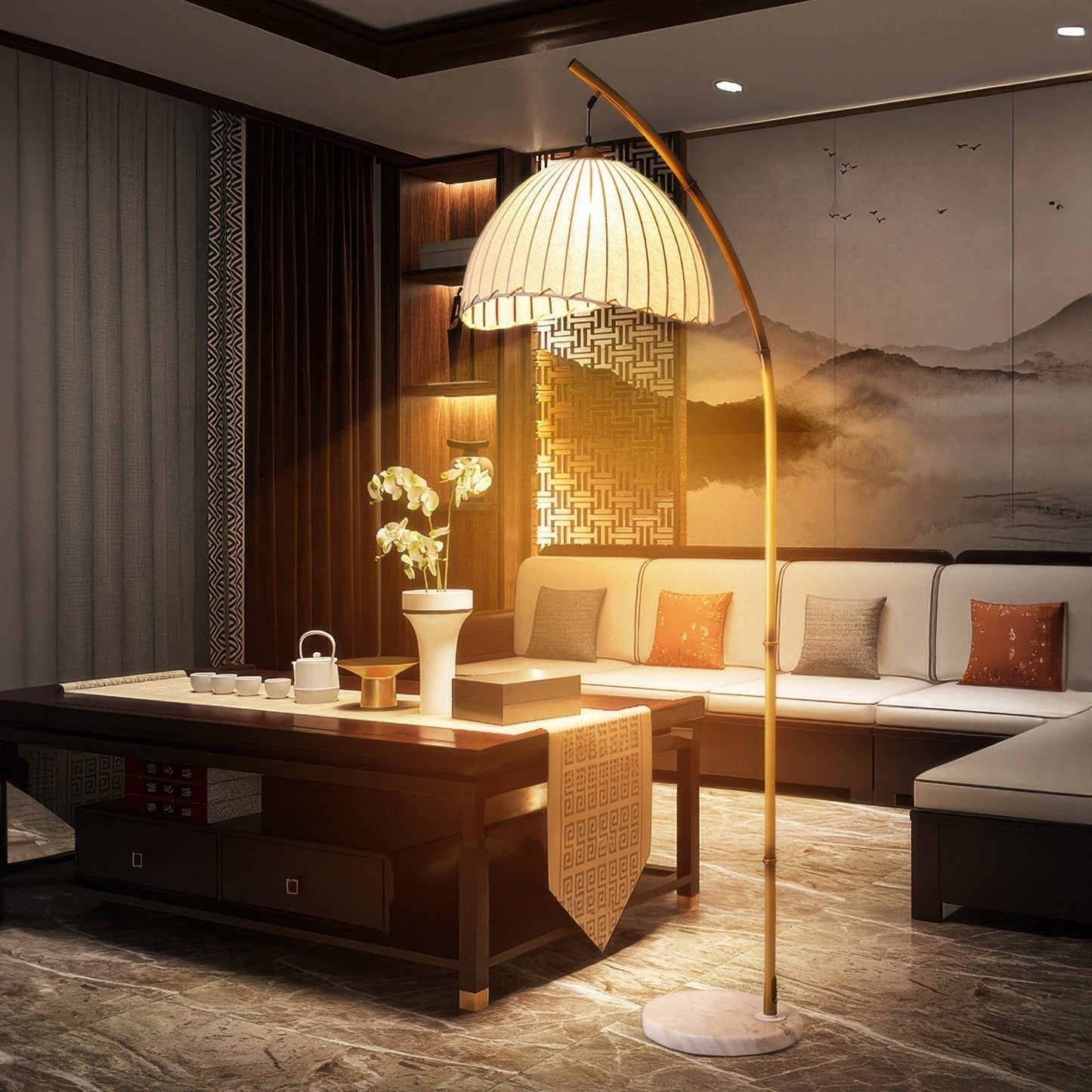 Bamboo Floor Lamp with Cultural Zen Design for Eco-Friendly Home Lighting