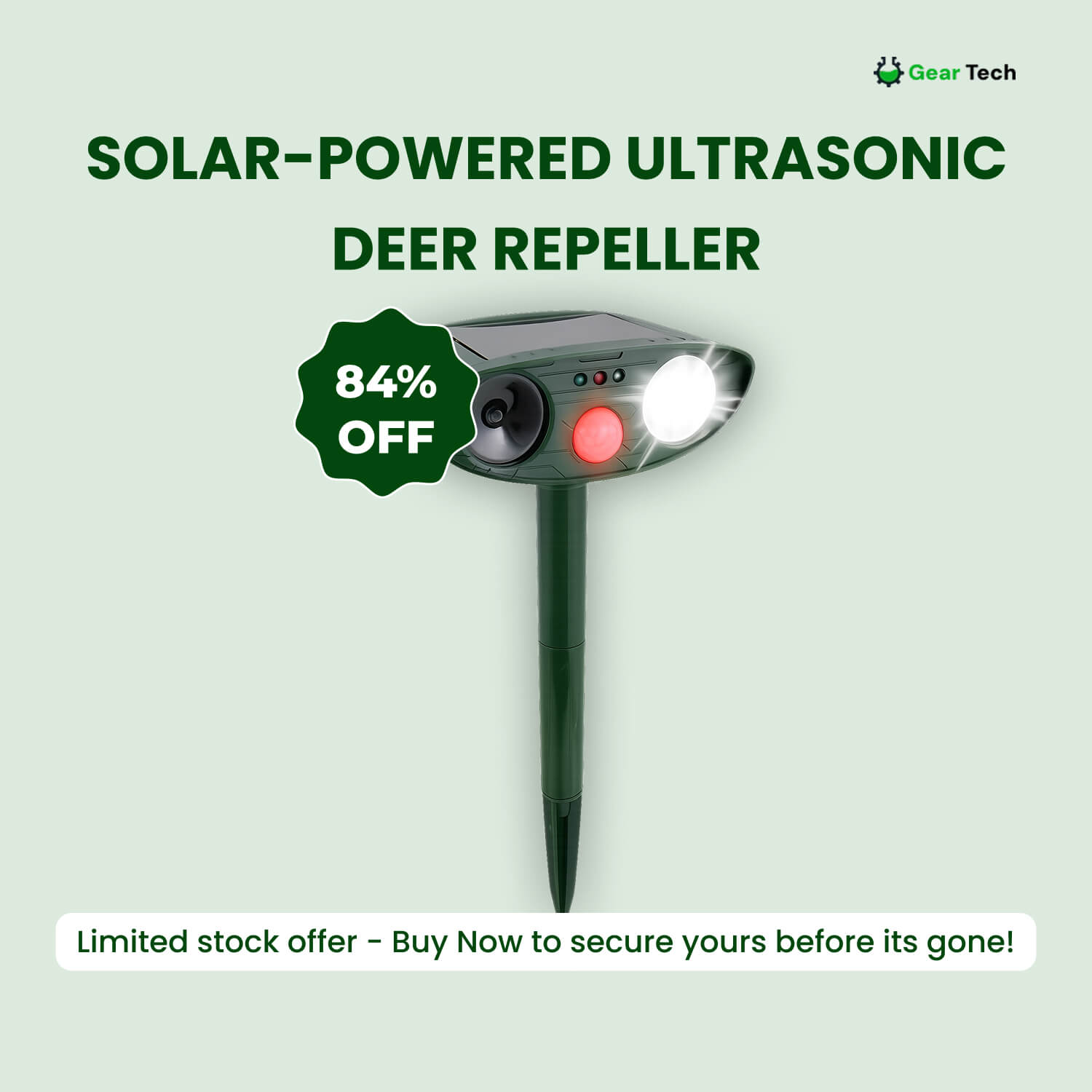 Solar-Powered Ultrasonic Deer Repeller - Effective Deer Deterrent for Gardens & Yards in 48 Hours