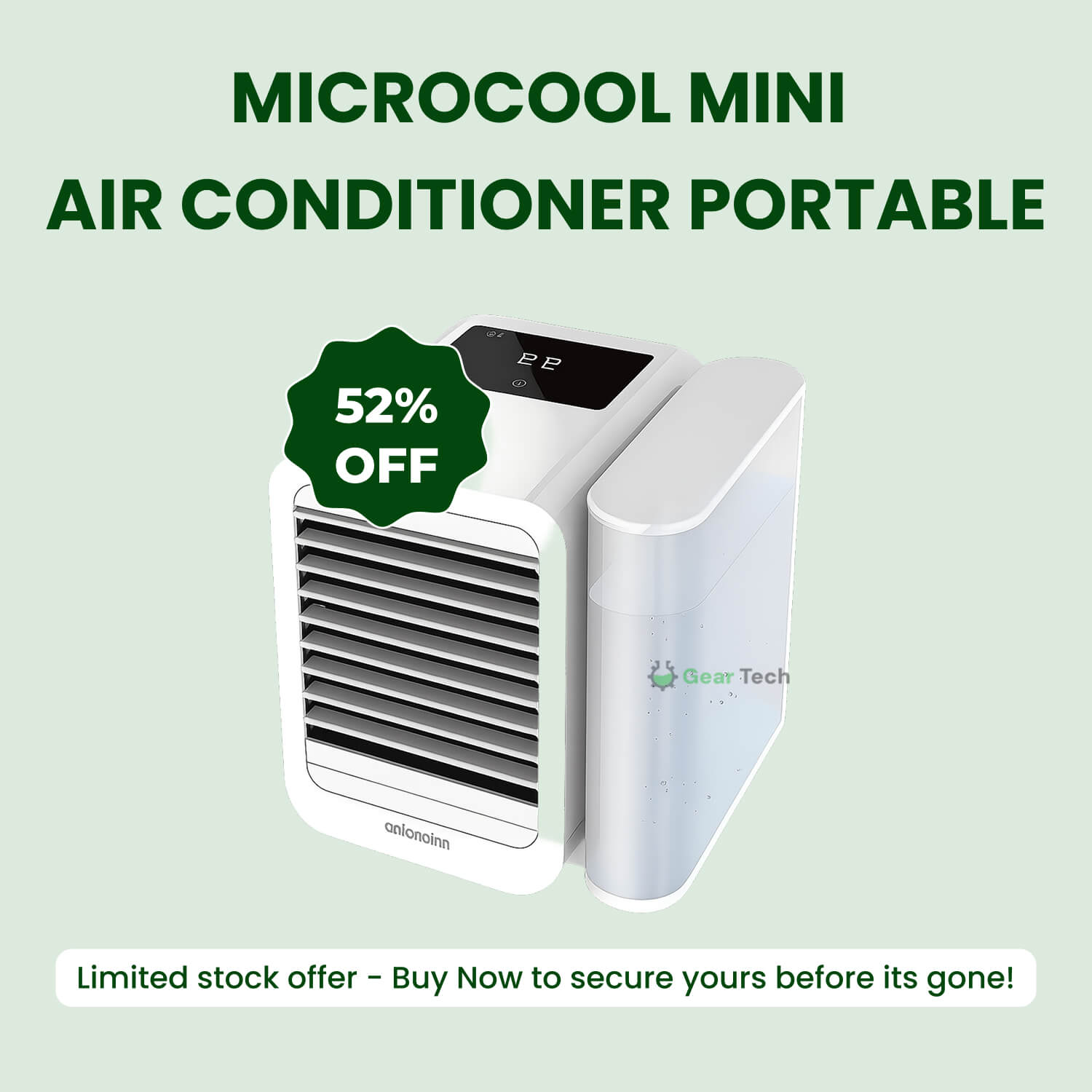 MicroCool Mini Air Conditioner Portable Evaporative Swamp Cooler with 1000ml Water Tank