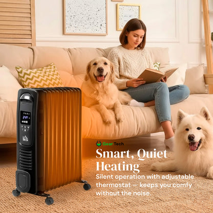 Oil Filled Radiator Heater – Portable Electric Room Heater Silent & Energy Efficient with Thermostat, Timer & Remote UK