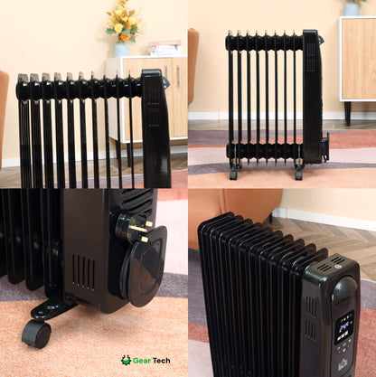 Oil Filled Radiator Heater – Portable Electric Room Heater Silent & Energy Efficient with Thermostat, Timer & Remote UK
