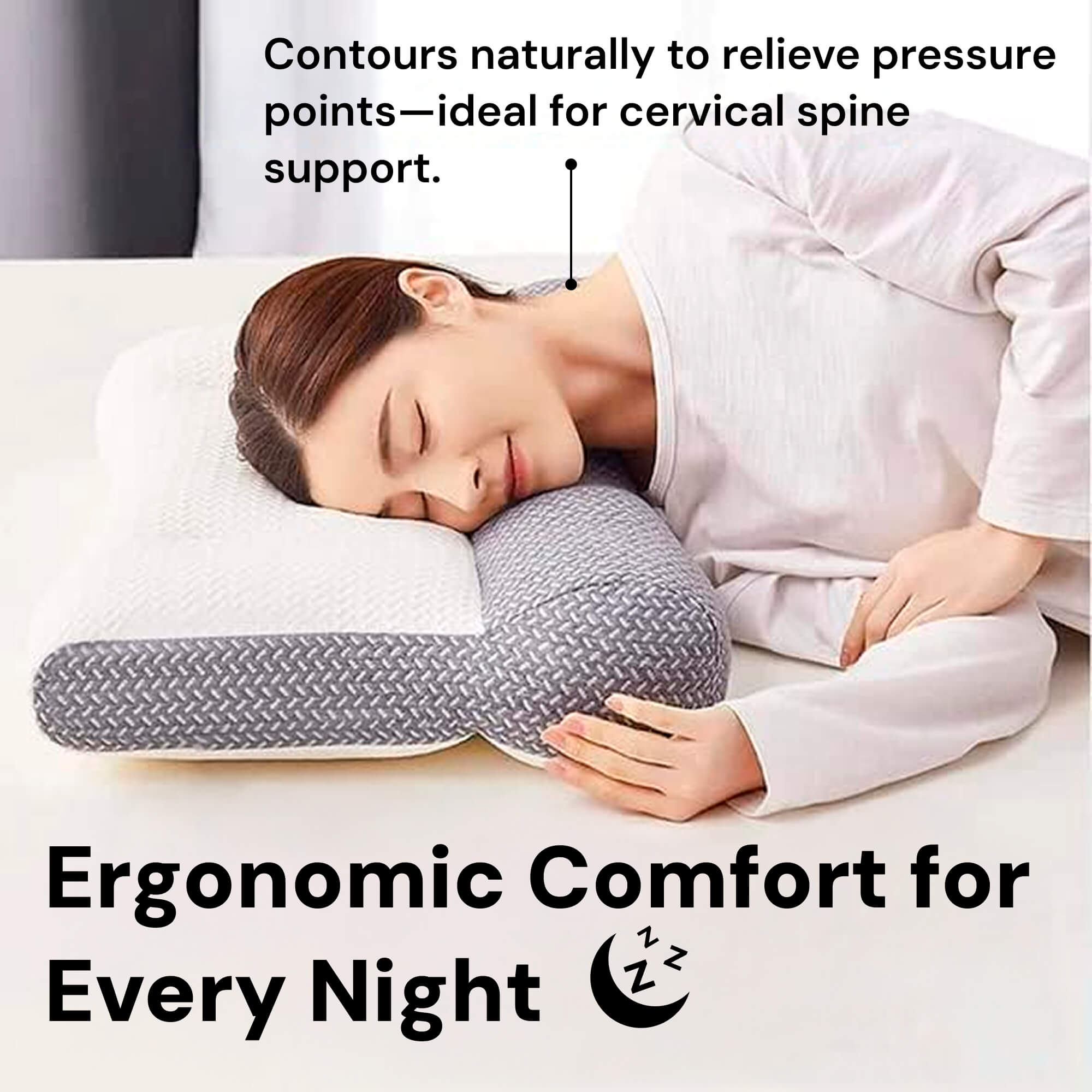 Orthopedic Neck Pillow for Sleeping | Cervical Spine Support, Pain Relief & Reduced Snoring for All Sleep Positions