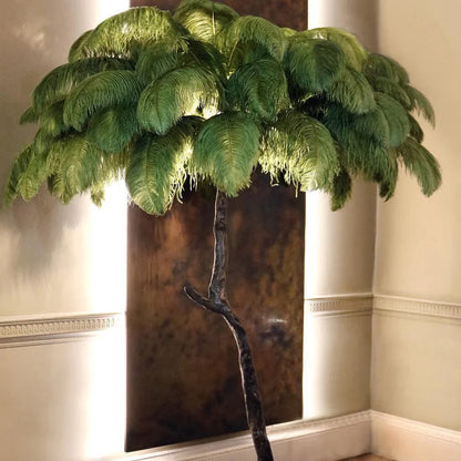 LED Ostrich Feather Floor Lamp - Adjustable Height with Soft Lighting for Living Room & Bedroom Decor