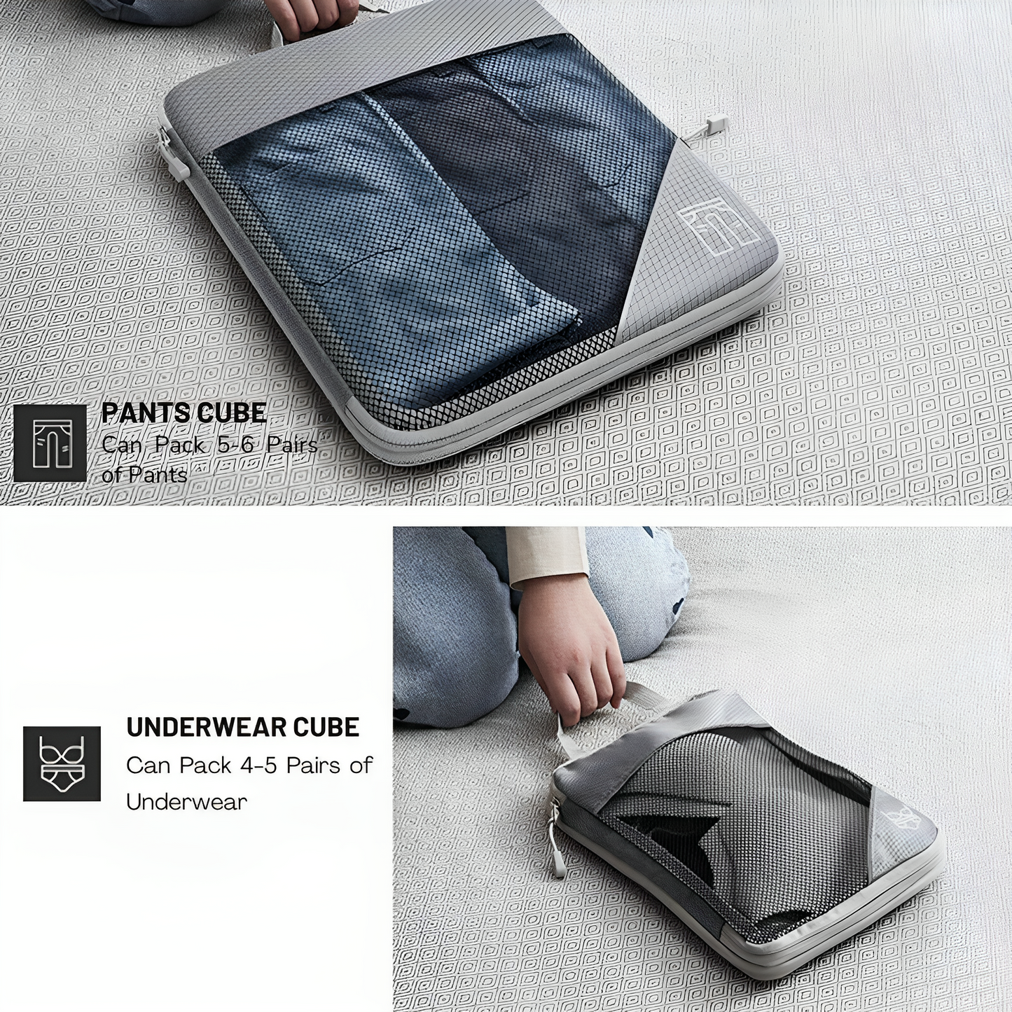 Compression Packing Cubes | Maximise Space by 60%, Lightweight & Durable for Travel, Hiking, Camping & Road Trips