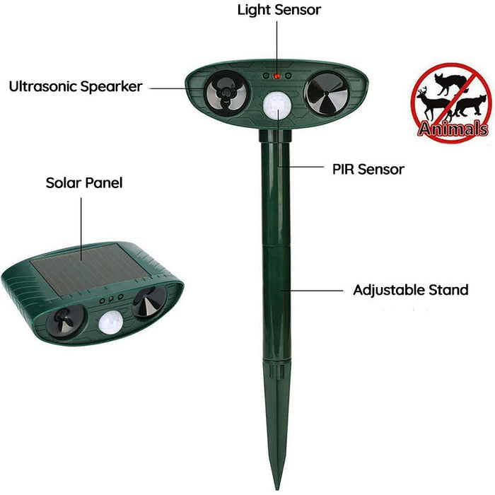Solar-Powered Ultrasonic Fox Repeller | Motion-Activated, Eco-Friendly & Safe for Gardens, Lawns, Patios & Outdoor Spaces