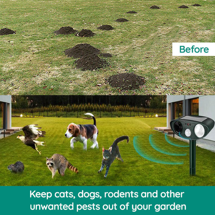 Infrared Solar Powered Animal Pest Repeller for Deer Reptile Squirrel Deterrent to Get Rid of Mouse
