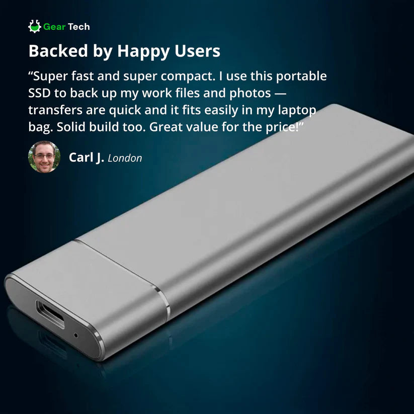 External SSD Hard Drive 1TB–16TB – Portable USB-C Solid State Storage Device | High-Speed External Storage for PC & Mac