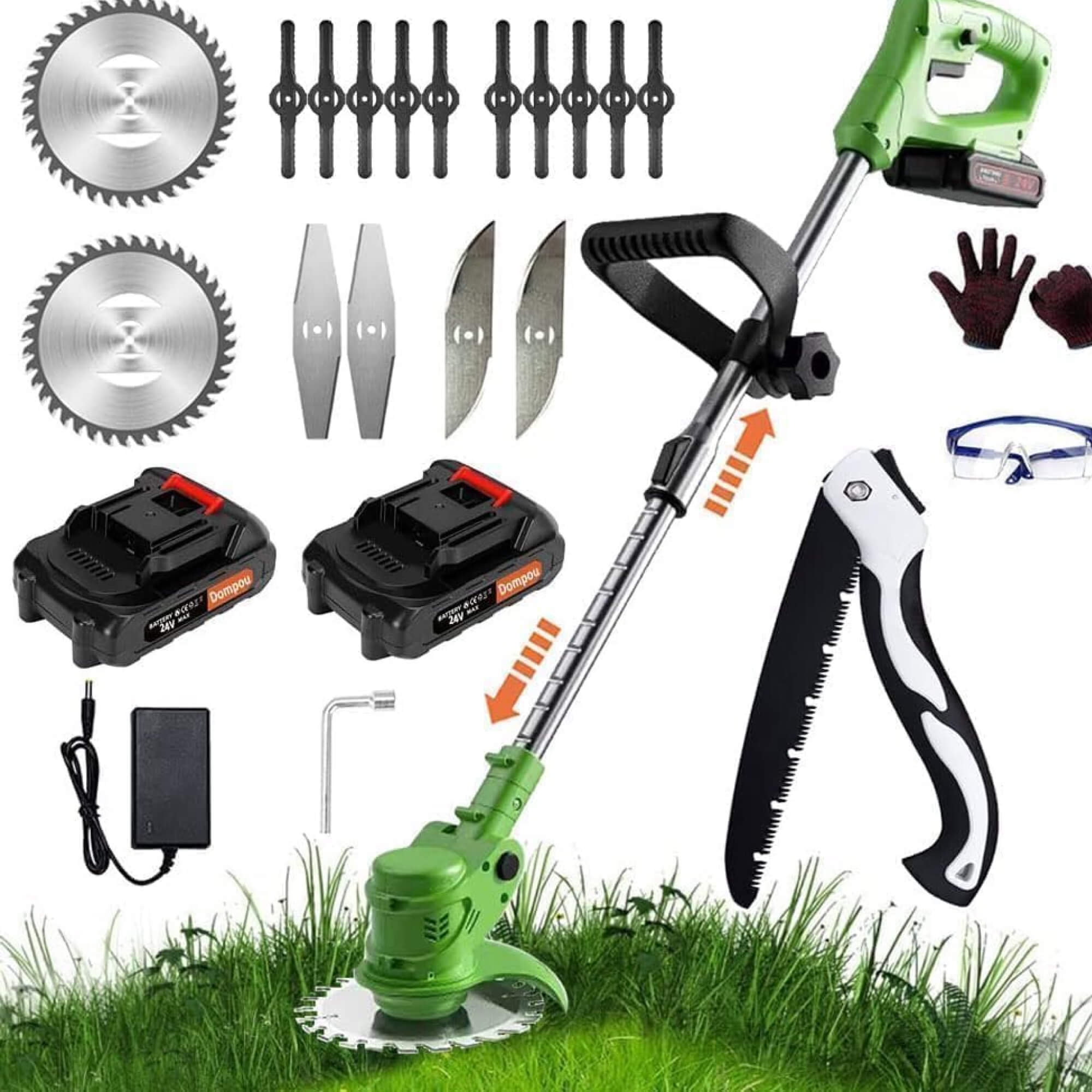 24V Cordless Grass Trimmer | 4-in-1 Adjustable Cutting Head & Powerful Battery for Residential Lawn Care