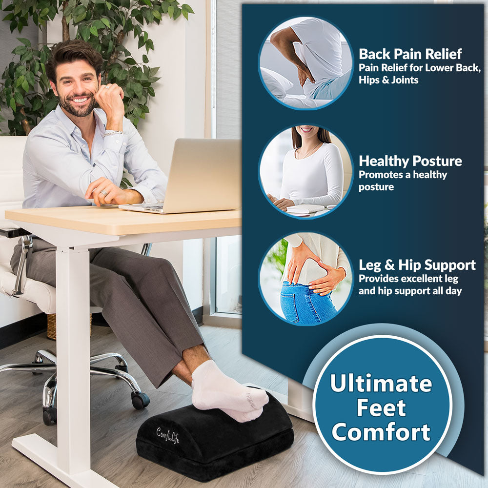Office Foot Stool Cushion for Under Desk | Ergonomic Memory Foam Foot Rest | Arch Support for Posture & Fatigue Relief
