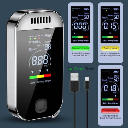 Professional Breathalyzer Alcohol Meter | High-Precision, Contactless Design & Ideal for Home, Camping, or Safe Driving