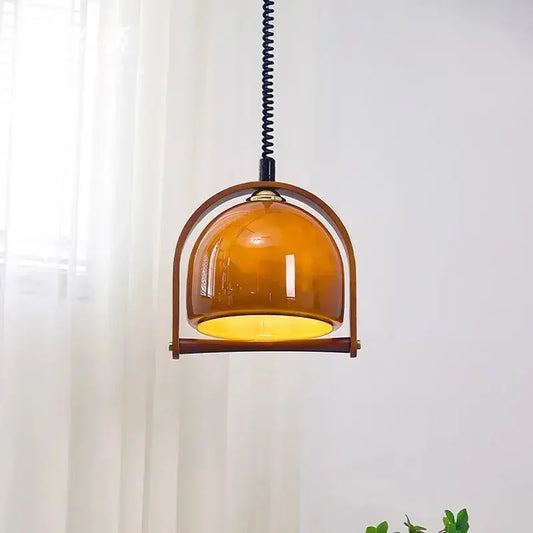 Bauhaus Wood Pendant Light Fixture - Vintage Style Hanging Lamp for Dining Room & Kitchen Decor