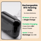 Rechargeable Bluetooth Hearing Aids | Noise Cancelling BTE Hearing Aid for Seniors & Elderly – Comfortable & Discreet