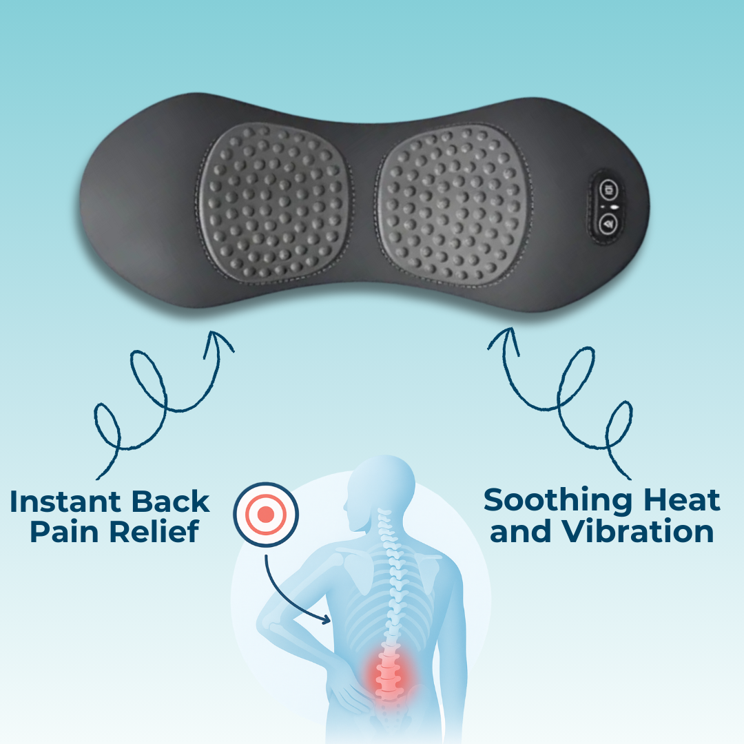 Back Pain Massager with Heat & Vibration, Spinal Support for Sciatica Relief, Lower Back Pain & Posture Correction – 3-in-1 Home Therapy