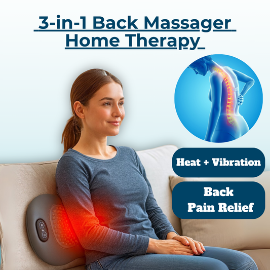 Back Pain Massager with Heat & Vibration, Spinal Support for Sciatica Relief, Lower Back Pain & Posture Correction – 3-in-1 Home Therapy