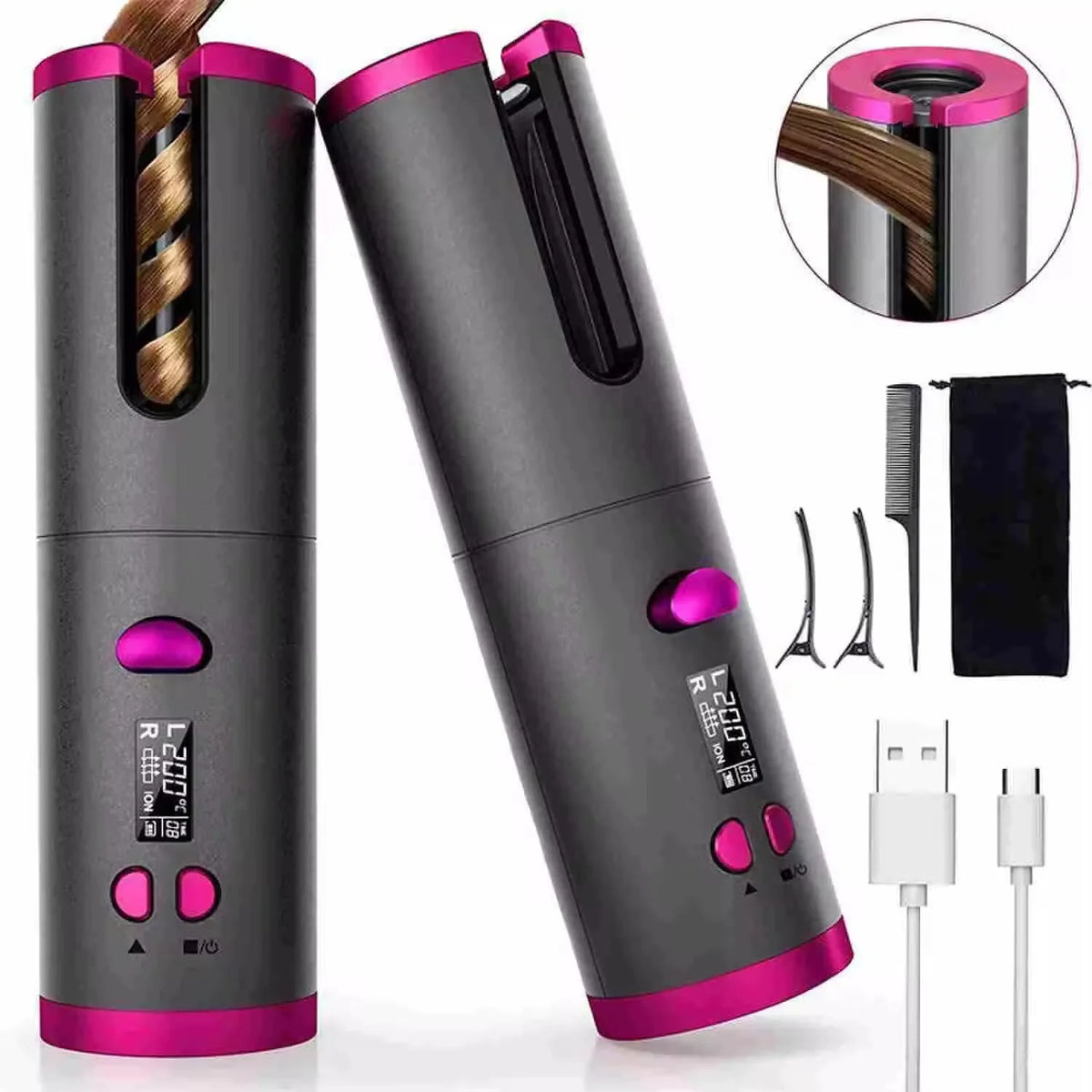 Automatic Hair Curler – Cordless Fast Heating | Rechargeable Hair Styling Tool