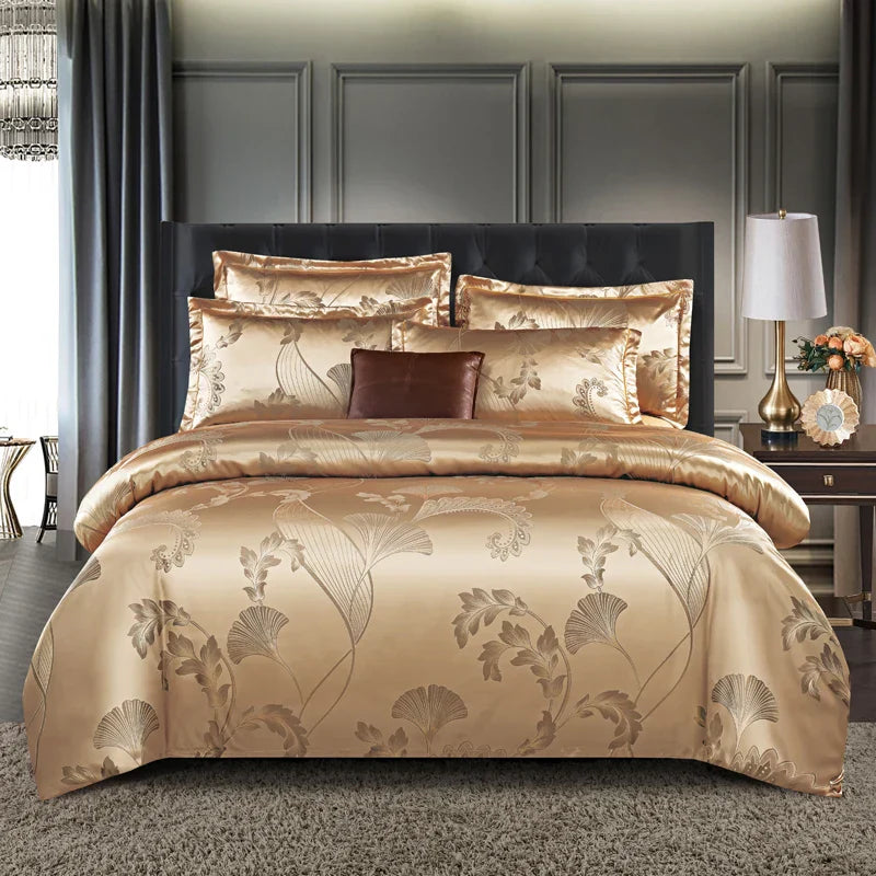 Satin Rayon Jacquard Duvet Cover Set 264x229cm – Luxury Summer Bedding for Comfortable Sleep & Home Décor