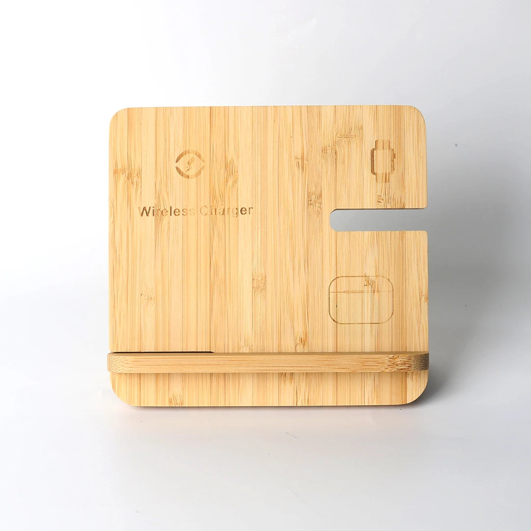 Bamboo Wireless Charging Station 3 in 1 stand - iPhone, iWatch, AirPods