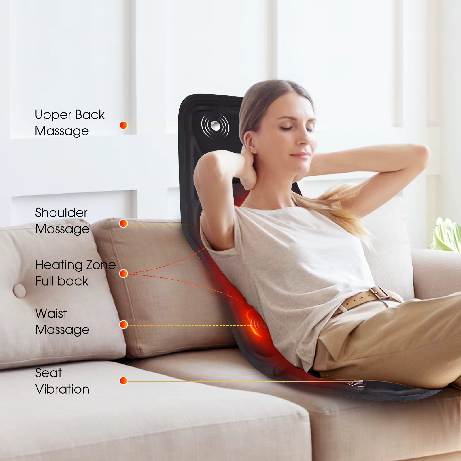 Massage Chair Pad with Heat | 8 Massage Modes, Deep Tissue Relief & Portable for Home and Car Use