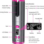 Automatic Hair Curler – Cordless Fast Heating | Rechargeable Hair Styling Tool