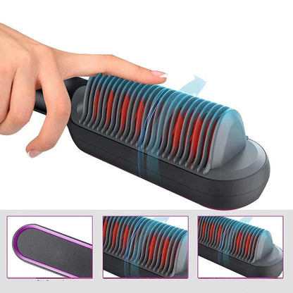 Hair Straightening Brush UK – 2-in-1 Thermal Comb Straightener & Curler with Adjustable Heat & Tourmaline Technology